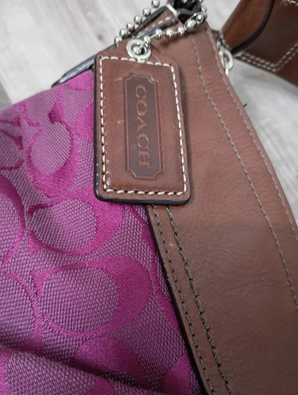 Coach Vintage Y2K Raspberry Signature Monogram Pleated Soho Hobo Shoulder Bag